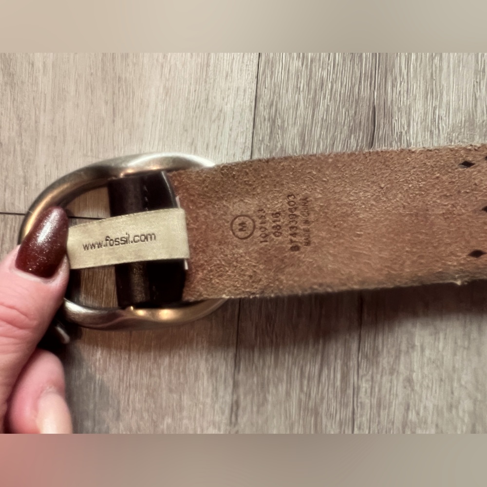 Women’s Fossil Brown Leather Belt with Cut Out Design